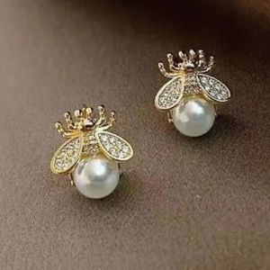 NEW Bumblebee Stud Earrings with Faux Pearl and Rhinestones